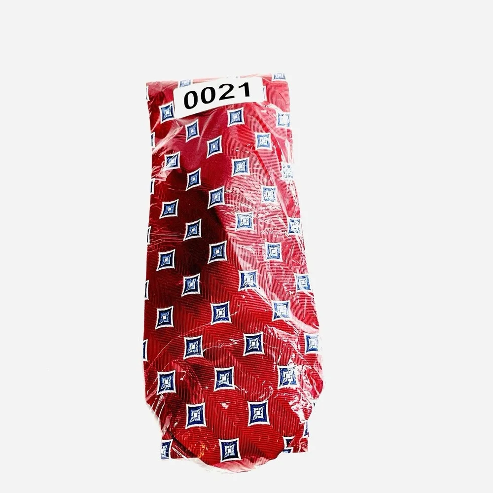 ✅Jos. A. Bank Executive 100% Silk Tie Red Blue Geometric ❗️Handmade ❗️#️⃣0021